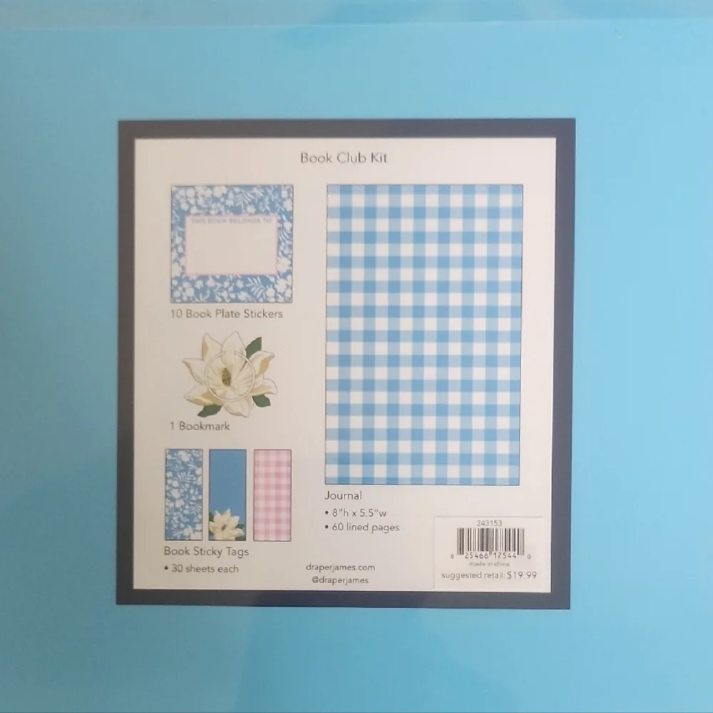 Draper James Blue and White Gingham Stationery Set